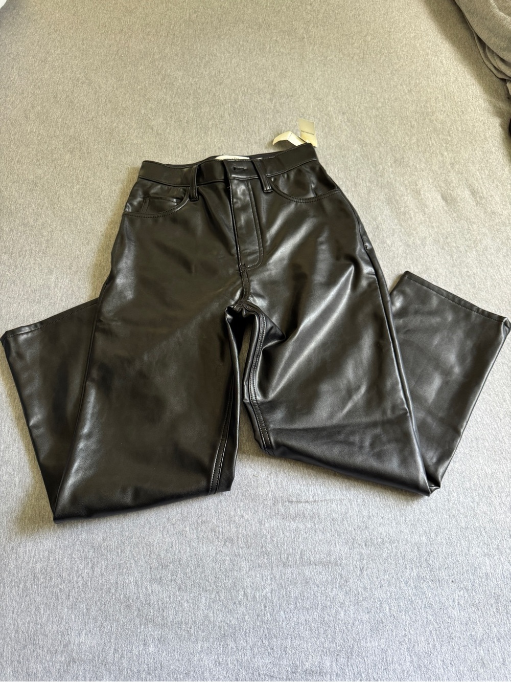 Abercrombie & Fitch Black Vegan Leather Ankle Pants - Curve Love